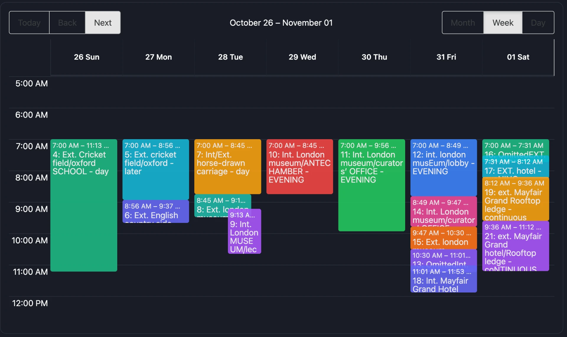 SceneLogic Pro production calendar