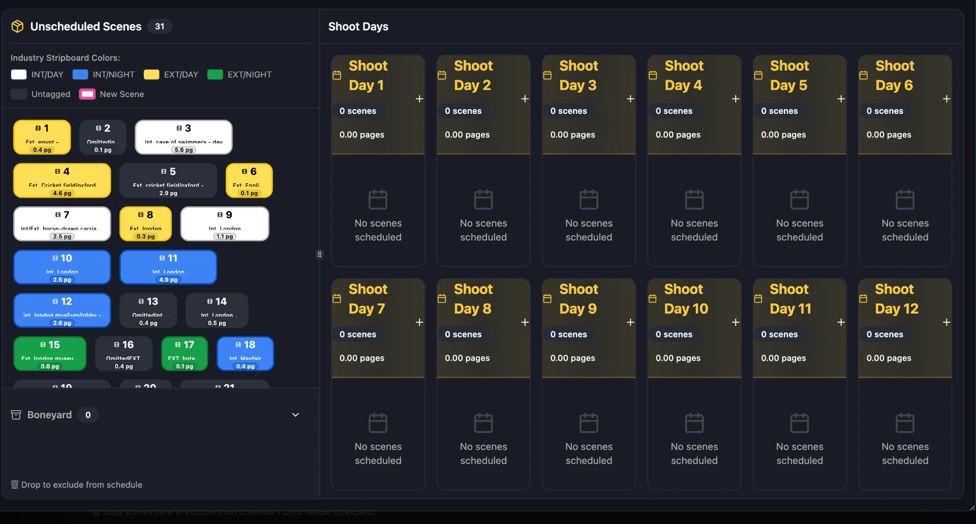 SceneLogic Pro scheduling stripboard