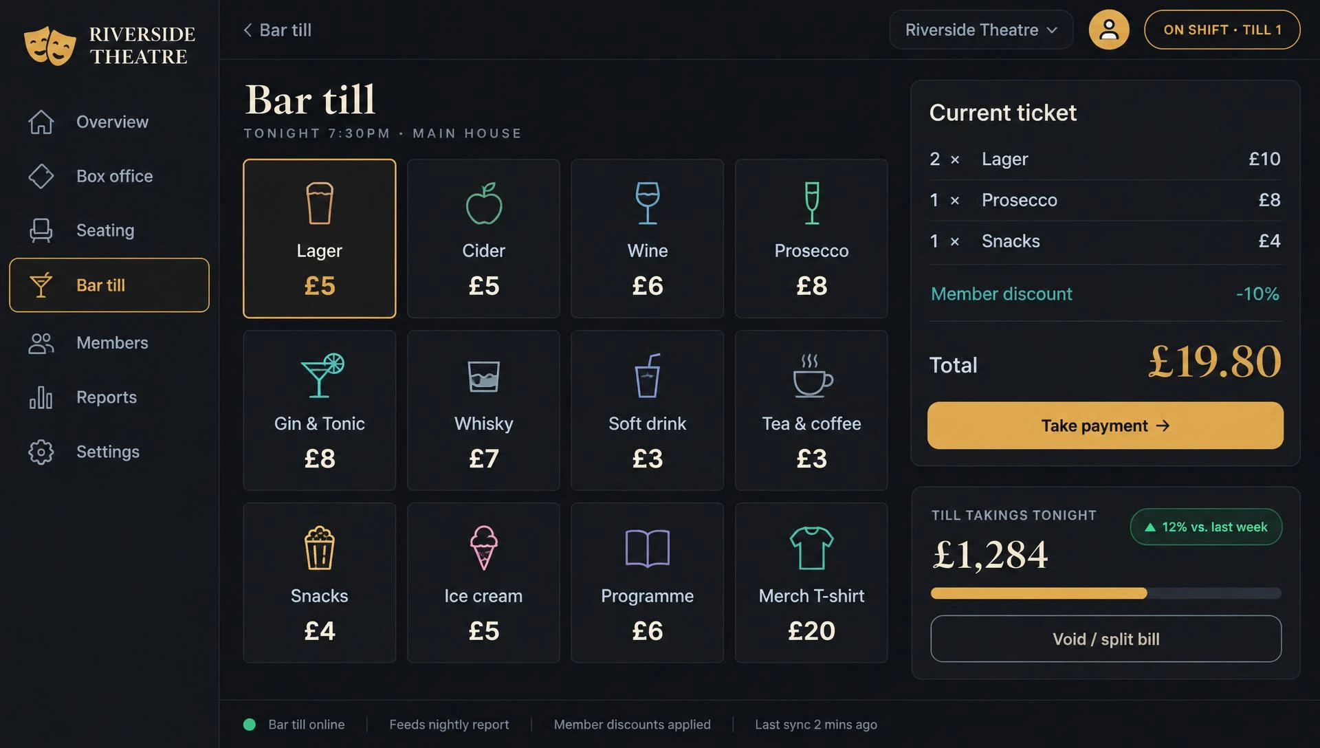 TheatreOps bar point-of-sale showcase