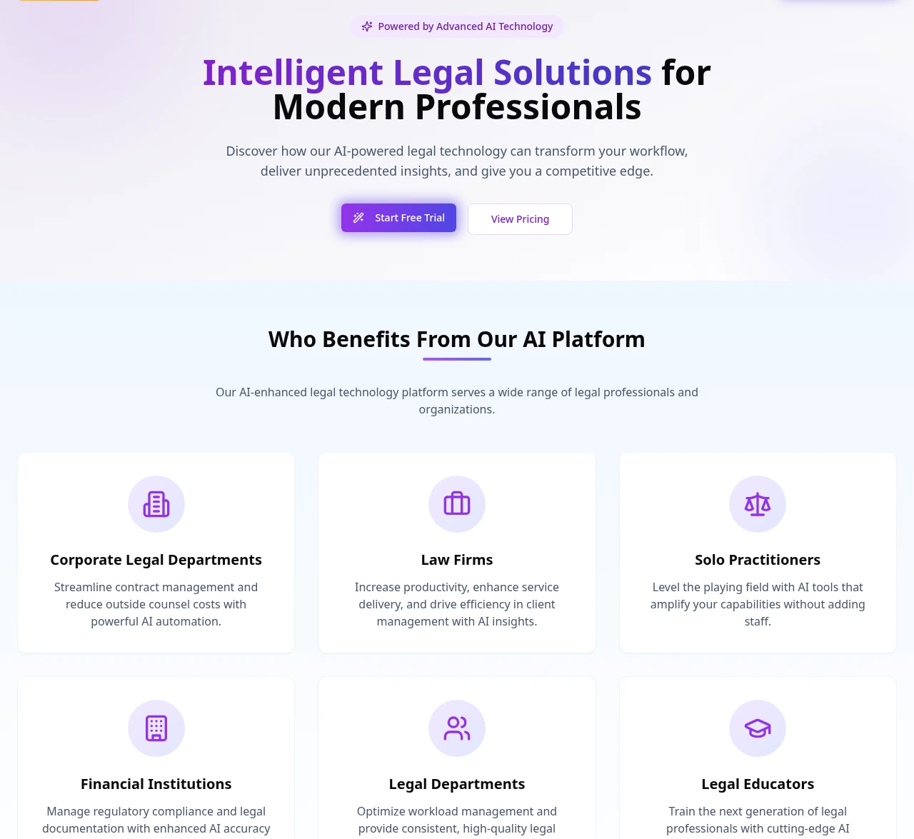 LegalShark website — legal solutions and platform features